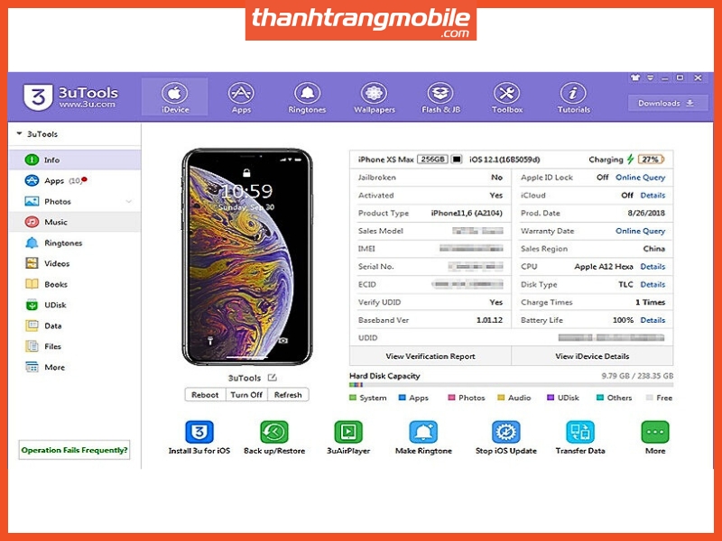 Dùng Phần mềm bên thứ 3 (3uTools/UltFone)
