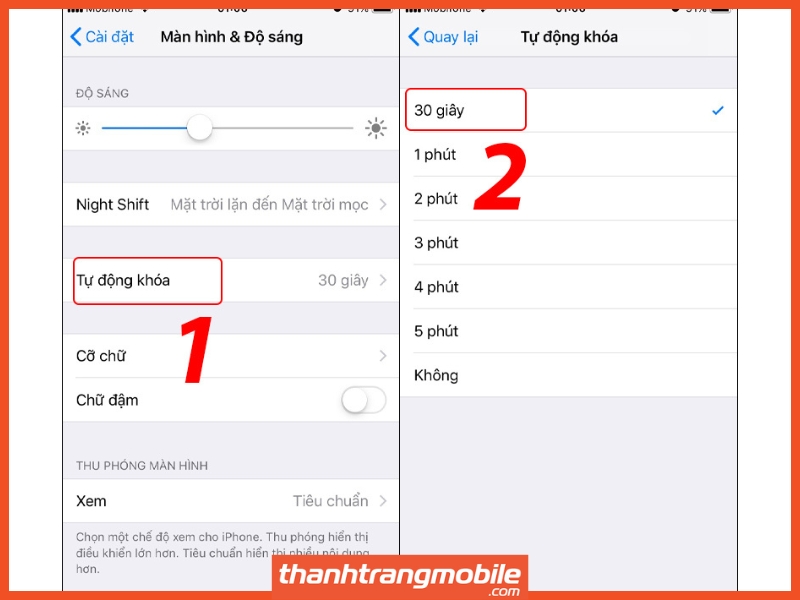 Điều chỉnh thời gian sáng màn hình