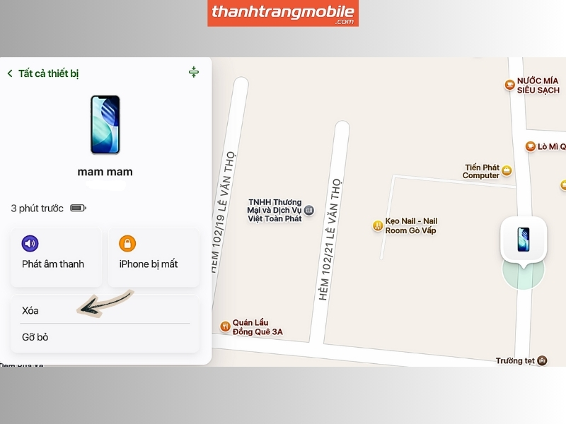 Một bảng điều khiển hiện ra, bạn chọn tính năng Erase iPhone (Xóa iPhone).