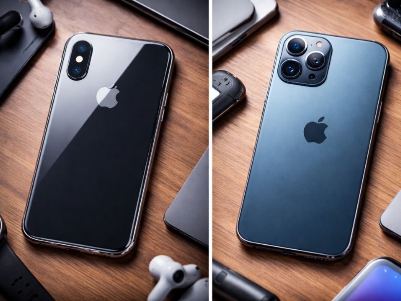 iPhone X thì viền thép bo tròn bóng bẩy, cầm vào thấy êm nhưng nhìn lâu thì chúng ta sẽ thấy nó hơi nhàm chán