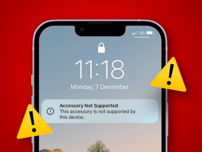 Hiển thị thông báo lỗi “Phụ kiện không được hỗ trợ” Khi iPhone hiện ra thông báo “Phụ kiện này không được hỗ trợ”, điều này có thể cho thấy rằng thiết bị đang gặp phải một vấn đề cụ thể liên quan đến bộ sạc hoặc cáp kết nối. Khi gặp lỗi này, iPhone có thể từ chối sạc hoàn toàn, người dùng phải tháo ra cắm lại nhiều lần thì máy mới tạm thời nhận sạc trở lại.